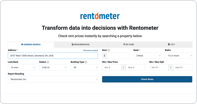 Enter a property or market